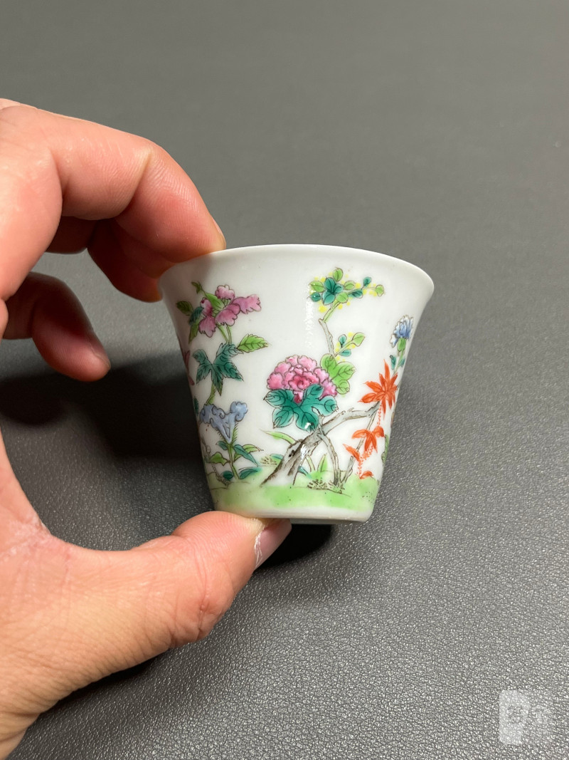 清道光  粉彩花卉纹杯（一对） - 图13